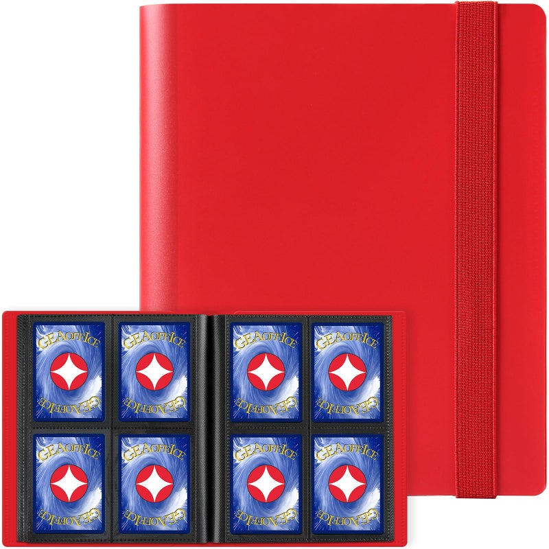 GEAoffice 4 Pocket Card Binder - 2 x 2 Trading Card Collection Album Folder - 160 Side Loading Pocket Binder for TCG MTG Sports Game Cards - هدايا للفتيات جامعي البطاقات (أحمر) - Image 1